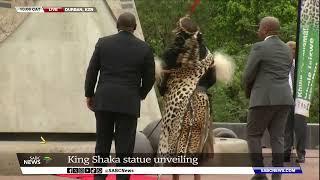 President Cyril Ramaphosa unveils the new King Shaka statue