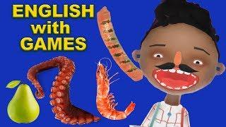 Cooking Shrimps and Octopus in Toca Kitchen app  ENGLISH LEARNING VIDEO FOR KIDS