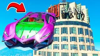 СПУСК БЕЗ ТОРМОЗОВ С НЕБОСКРЁБА НА ЧИТ ТАЧКЕ в ГТА 5 МОДЫ ОБЗОР МОДА в GTA 5 ВИДЕО