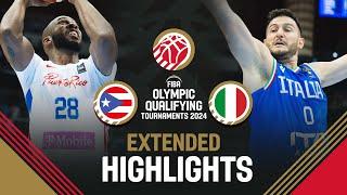 Puerto Rico  vs Italy   Extended Highlights  FIBA OQT 2024 Puerto Rico