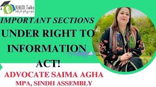 Important Sections under Right to Information Act  Advocate Saima Agha  MPA  Khudi Talks