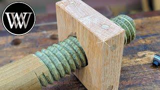 A Wooden Nut and Bolt With Just a Saw and Chisel