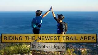 Riding the newest trail area in Pietra Ligure with Jérôme Clementz and Tracy Moseley