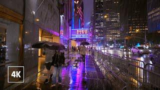 NEW YORK Walking in the Rain in Manhattan NYC Binaural City Sounds 4k Rain Ambience