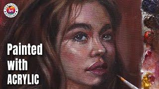 How to Blend Like Oil with Acrylic  Girl Portrait on Canvas by Debojyoti Boruah