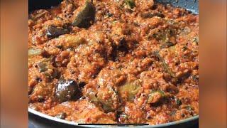 Brinjal Masala Style India  Side Dish for Biryani 