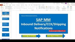 SAP MM-- How to activate Inbound deliveryCCKAdvanced shipping notifications of the Purchase Order