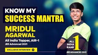 IIT JEE Advanced 2021 All India Topper AIR-1  Mridul Agarwal ALLEN Student  Exclusive Interview