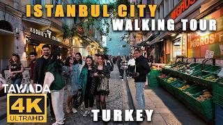 ISTANBUL - TAKSIM evening walking tour  TURKEY  4K UHD