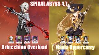 C0 Arlecchino Overload & C0 Navia Hypercarry  Spiral Abyss 4.7  Genshin Impact