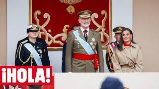 Los Reyes y la princesa de Asturias presiden un 12 de octubre con la lluvia como gran protagonista