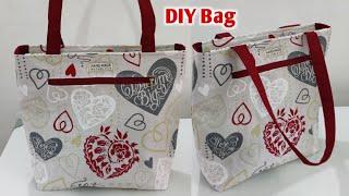 How to make tote bag  how to make cloth bags at home easy  shopping bag cutting and stitching