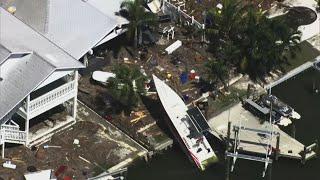 Hurricane Helenes Aftermath Footage across Florida shows storm surge boats and trees toppled