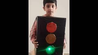 Traffic light made by house hold things. Will use in LKG class competition.