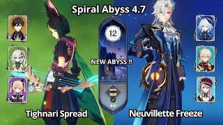 C2 Tighnari Spread & C0 Neuvillette Freeze - NEW Spiral Abyss 4.7 Floor 12 Genshin Impact