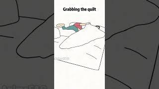 Animation of couple funny momentAnimation of grabbing the quilt