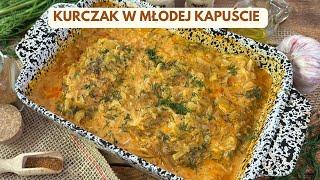 Kurczak zapiekany w młodej kapuście. Dawno nie jadłam tak pysznego obiadu.