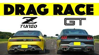 Unexpected Gap Tuned Nissan Z vs. Ford Mustang GT. Drag and Roll Race