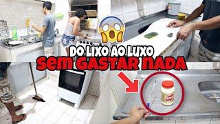 DECORANDO SEM GASTAR NADA  transformando a cozinha  do lixo ao luxo 