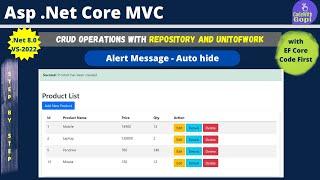 Bootstrap Alert Message  CRUD Operations in ASp.Net Core with Unit of work  Repository Pattern