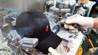 The process of making baseball cap. Old cap factory in Korea