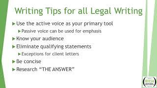 Legal Writing Workshop - Part 1 10 Legal Writing Tips