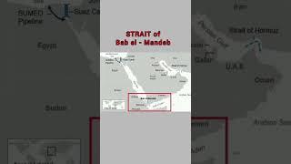 STRAIT OF Bab el- Mandeb in map of Middle East