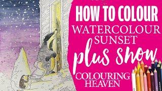 HOW TO COLOUR a Watercolour Gradient Sunset With Snow  Designs by Percy The Park Keeper™
