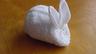 How to Make a Towel Bunny  おしぼりアート「うさぎ」Como hacer un conejito de toalla