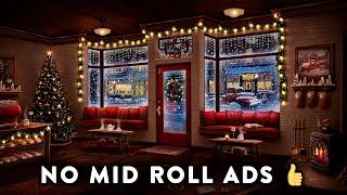 A Christmas Coffee Shop Ambience with Relaxing Christmas Jazz Music Crackling Fire and Cafe Sounds
