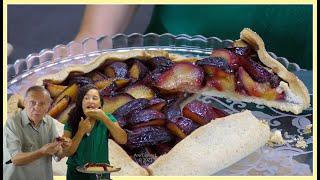 Tarte aux prunes sans moule - Torta de ciruela sin molde - Rustic plum pie no mold