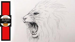 How to Draw a Roaring LION in Pencil Step by Step