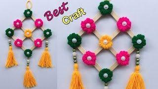 DIY wall hanging craft ideas easy with waste materialPopsicle Stick Wall HangingBest out of Wool