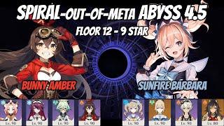 Spiral Abyss 4.5 -  Bunny Amber  Sunfire Barbara - Floor 12 9-star Run - Genshin Impact