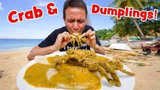 Crab and Dumplings  NATIONAL FOOD in Tobago Island + Breadfruit Roast & Dirt Oven