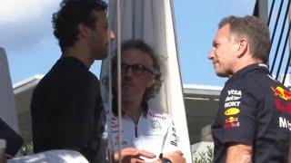 Daniel Ricciardo with Christian Horner & Max Verstappen after the race  Riccardo back to Redbull?
