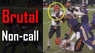 The refs dont call this a facemask which ends the game  Cincinnati Bengals Vs Baltimore Ravens