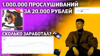 1.000.000 прослушивании за 20.000 рублей. Разбор продвижения трека Сколько заработал?