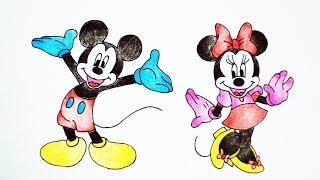 How To Draw Mickey Mouse & Minnie Mouse