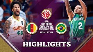 Cameroon  beat Brazil  in a thriller both qualify for semis  Highlights  FIBA OQT 2024 Latvia