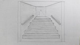 How to draw stair from one point perspective the way easy  how to  #05