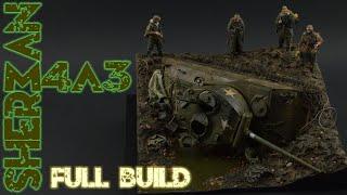 SHERMAN M4A3 76W - full build of legendary USA tank stuck in mud and water in 135