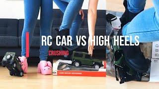 Experiment High Heels vs RC Car Land Rover  #crush #shoes #asmr