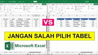 Perbedaan Tabel di Excel
