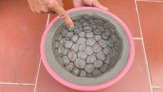 How to make a cement pot by pressing small cement balls stacked from a to z