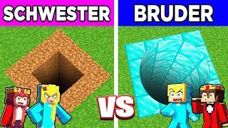 SCHWESTER vs BRUDER sicherster UNTERGRUND TUNNEL BAU CHALLENGE in Minecraft