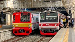 Kumpulan KRL Commuter Line di Stasiun Manggarai SO-7 Spesial Awal Tahun 2024 JR 205 TM 6000 Series