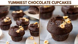 Chocolate Cupcakes With Chocolate Buttercream Frosting Easy Fluffy Cupcakes with Eggless option