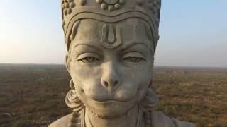 Aerial Stock Footage India Tall and huge Hanuman Statue in Gurgaon