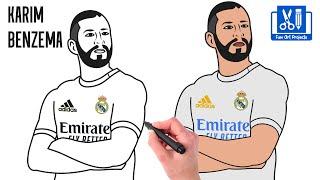 How To Draw Karim Benzema  Cómo dibujar jugadores de fútbol - Draw Football Player Step By Step